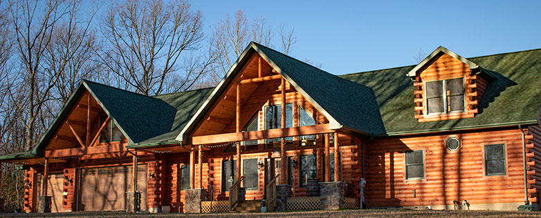 log home with curb appeal