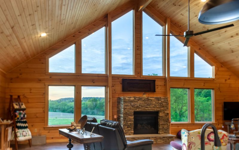 traditional log home interior style cabin